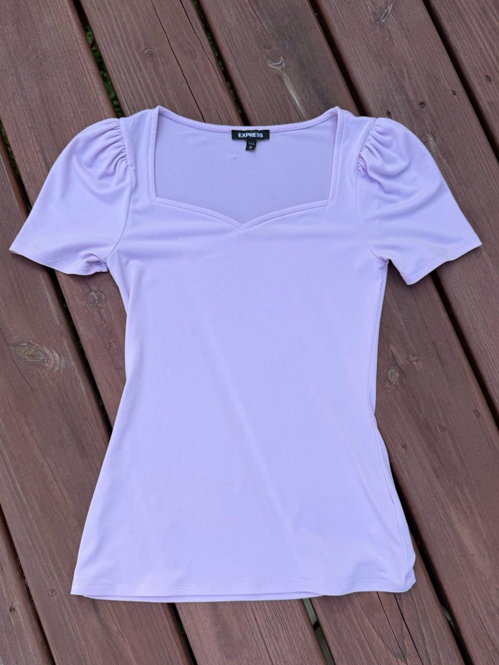 Express Lavender Square Neck Puff Sleeve Top